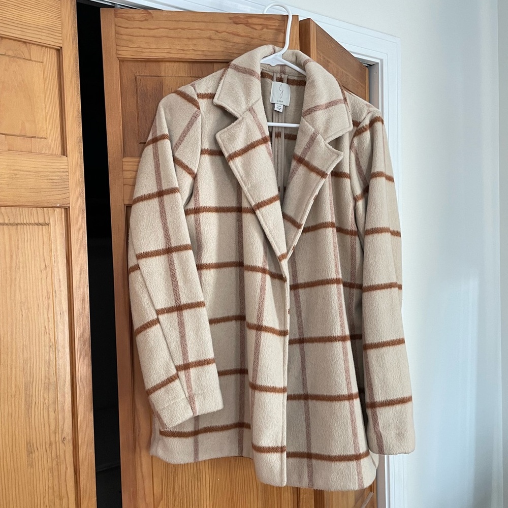 Joie Windowpane Plaid Blazer Coat